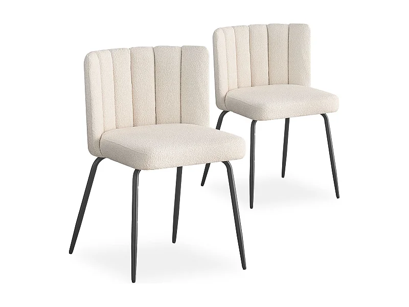 Lot de 2 chaises design Sabine Tissu Bouclette Crème