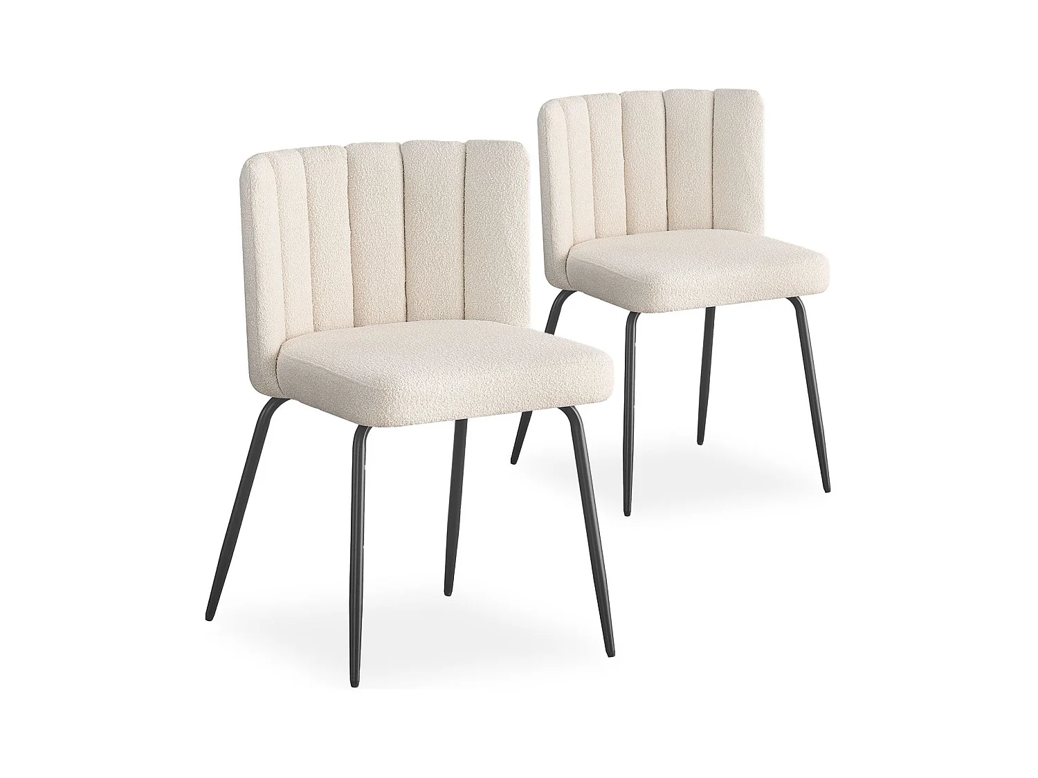 Lot de 2 chaises design Sabine Tissu Bouclette Crème