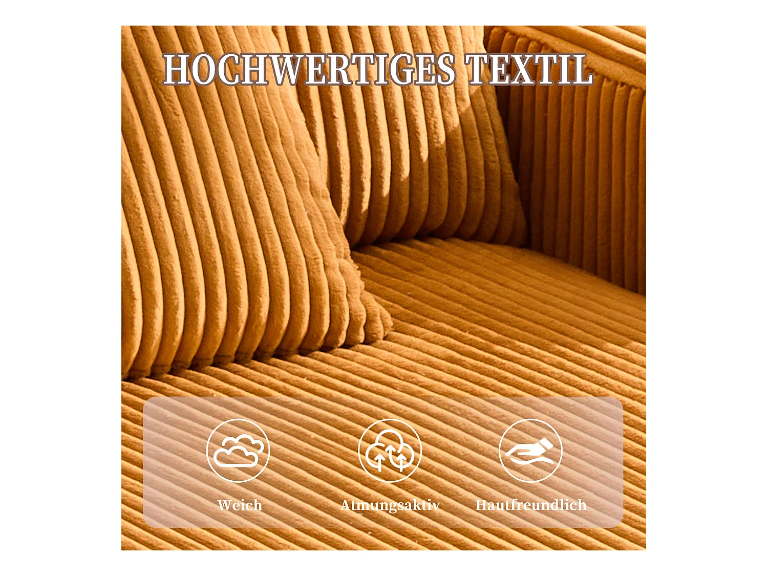 Canapé 1 place convertible en velours jaune – double couche pliable – avec LED & port USB - 350kg / 128x85cm