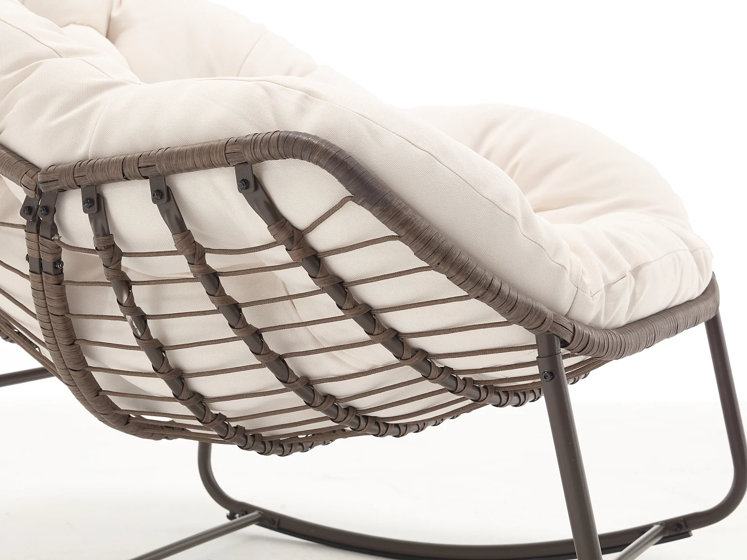 Rotan schommelstoel - stalen frame met zacht kussen - binnen- en buitengebruik