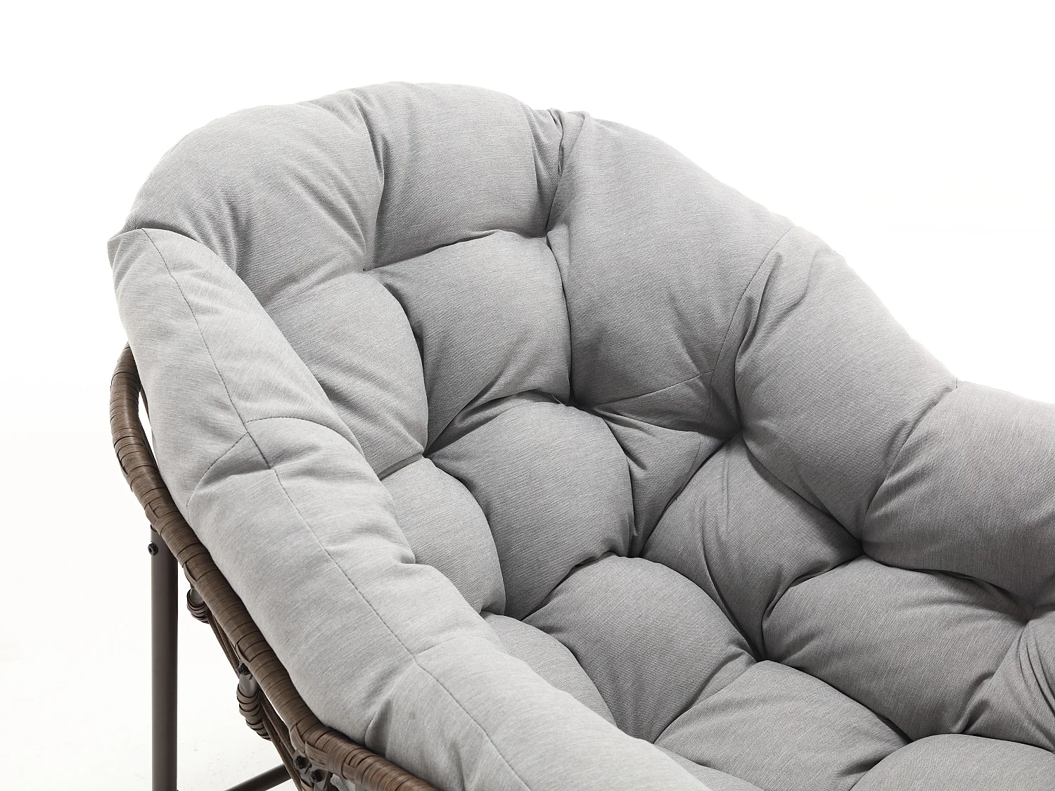 Cocon - Fauteuil à Bascule en Rotin Naturel - Forme Œuf et Coussin Gris Clair - Confortable pour Salon, Véranda ou Chambre