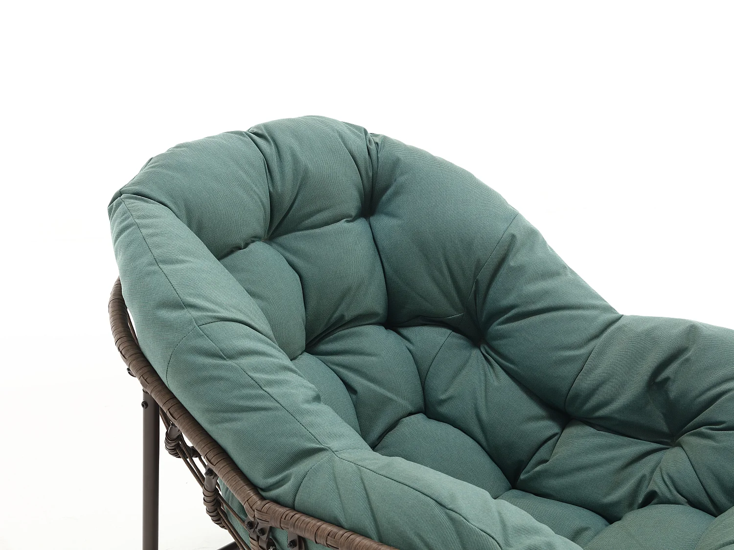 Cocon -  Fauteuil à Bascule en Rotin Naturel - Forme Œuf et Coussin Vert - Confortable pour Salon, Véranda ou Chambre