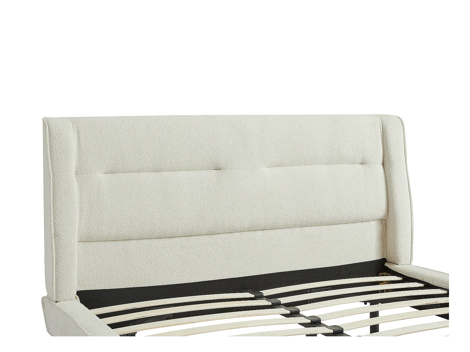 Lit 140 x 190 cm - Tissu bouclette - Beige + Matelas - ISYDE