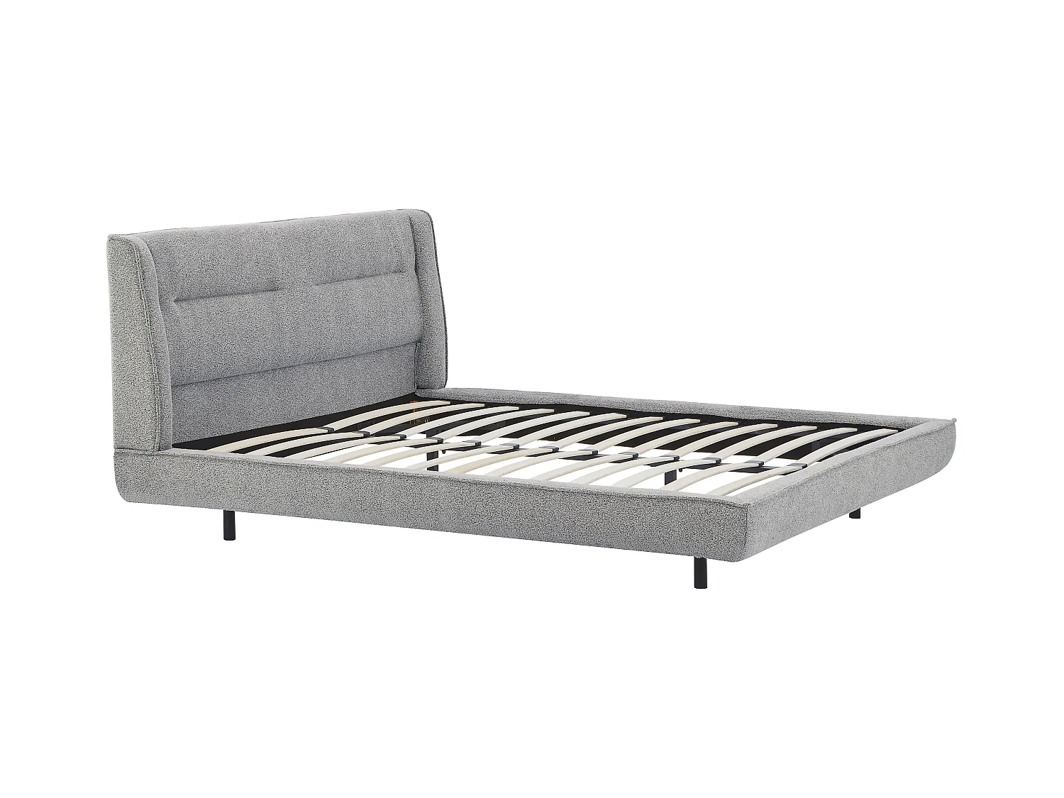 Bett + Matratze - 140 x 190 cm - Bouclé-Stoff - Grau - ISYDE