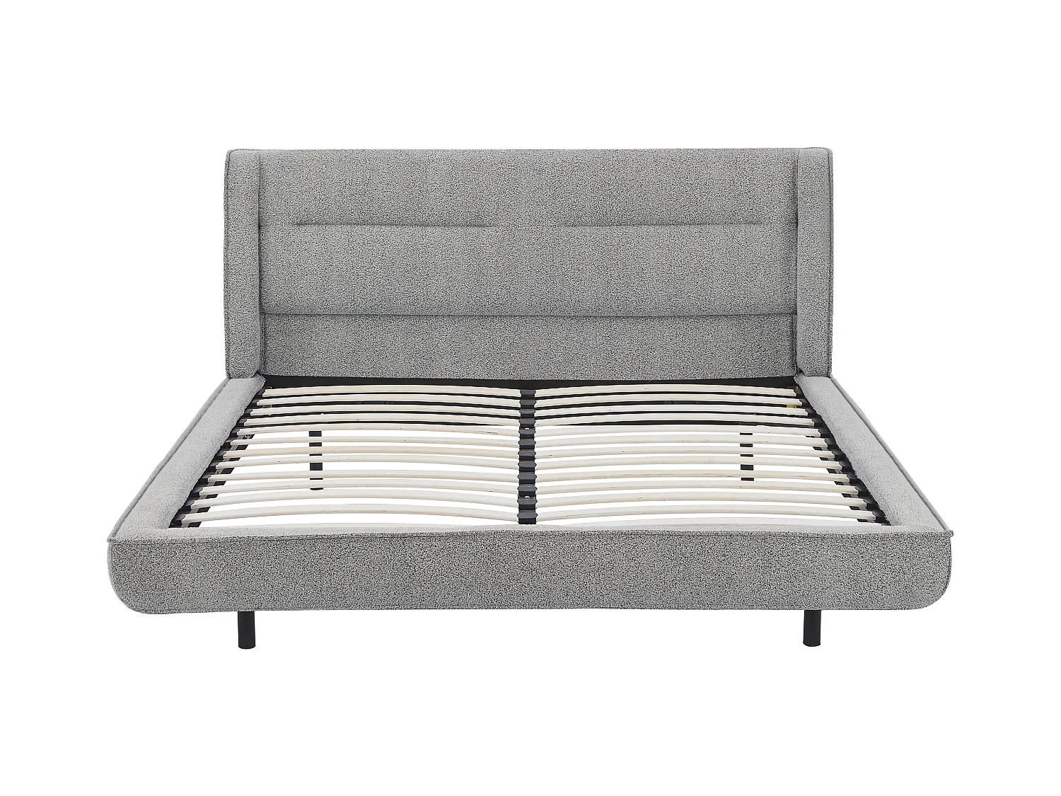 Bett + Matratze - 140 x 190 cm - Bouclé-Stoff - Grau - ISYDE