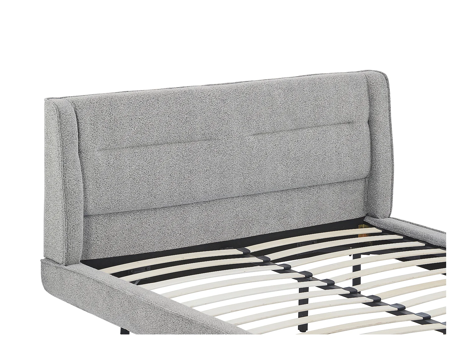 Bett + Matratze - 140 x 190 cm - Bouclé-Stoff - Grau - ISYDE