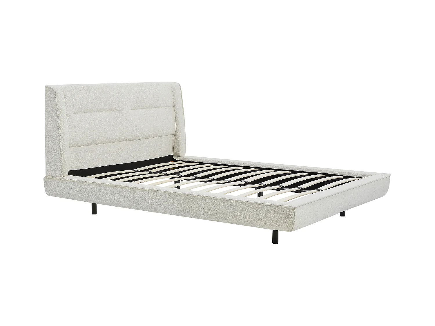 Lit 160 x 200 cm - Tissu bouclette - Beige + Matelas - ISYDE