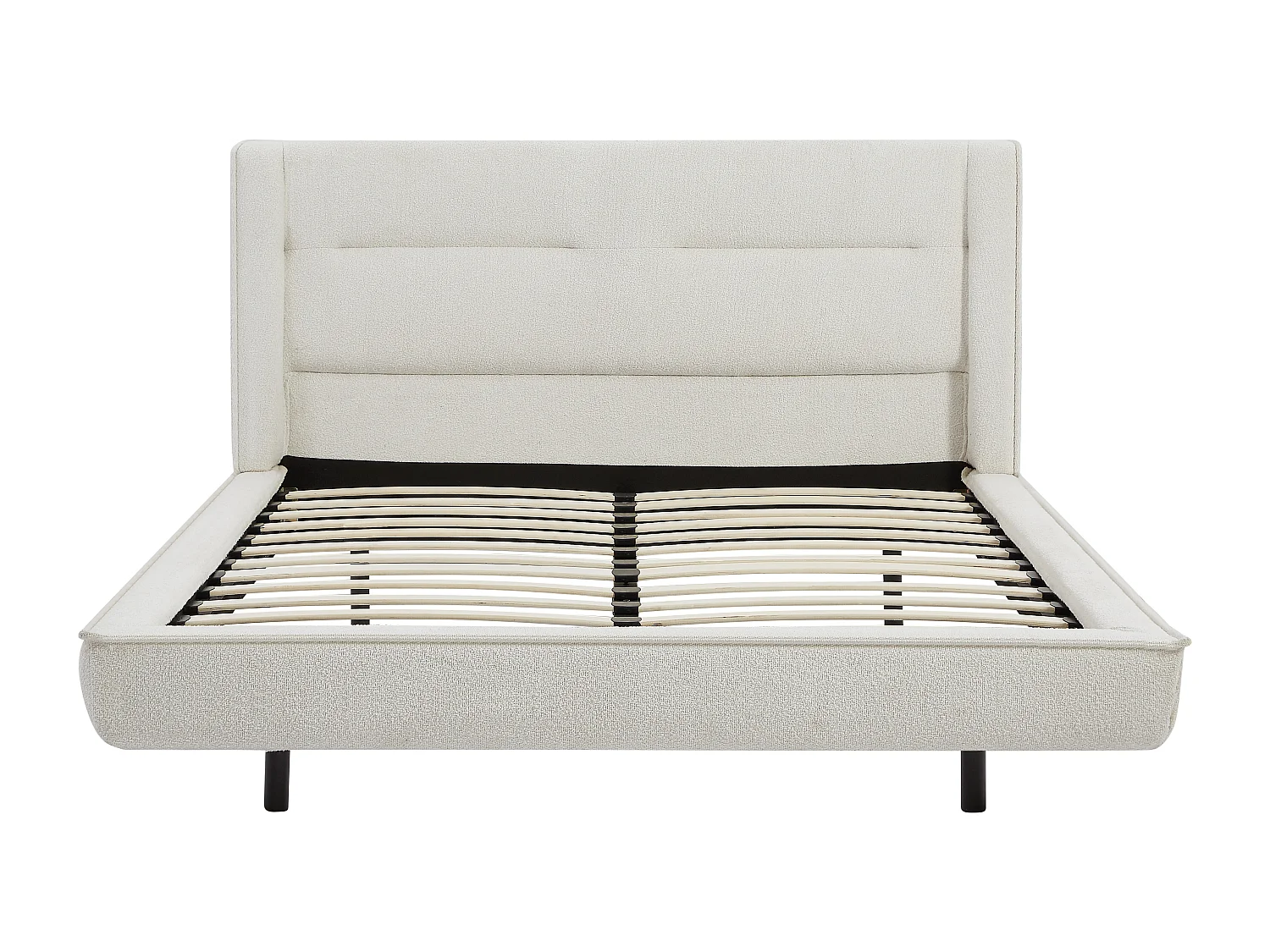 Seng 160 x 200 cm - Bouclé-stoff - Beige + Madrass - ISYDE