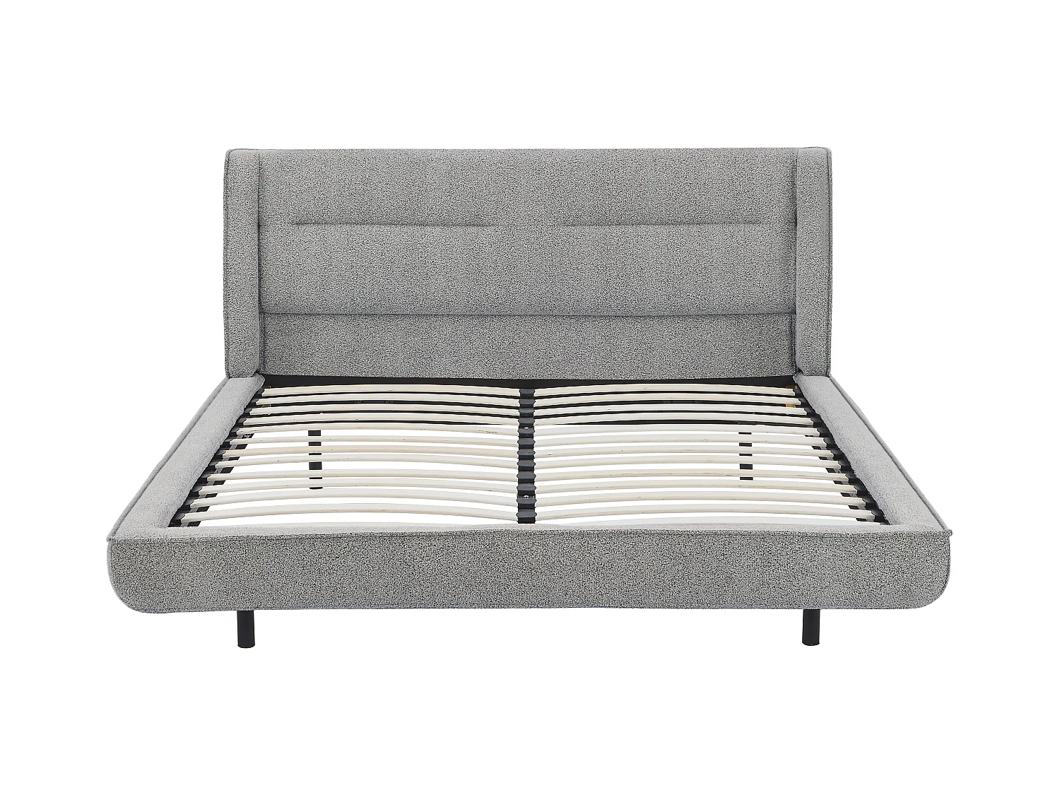 Letto 160 x 200 cm - Tessuto bouclé - Grigio + Materasso - ISYDE