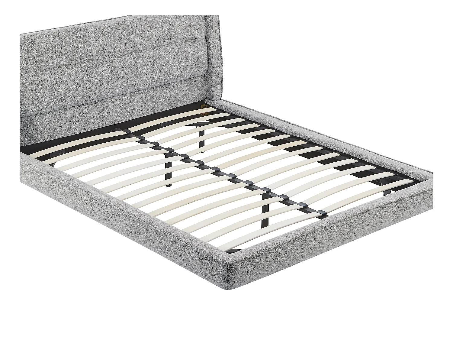 Letto 160 x 200 cm - Tessuto bouclé - Grigio + Materasso - ISYDE