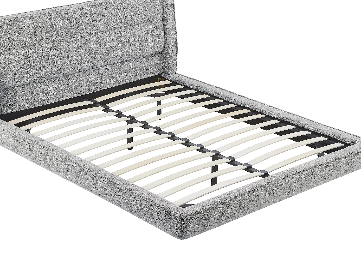 Lit 160 x 200 cm - Tissu bouclette - Gris + Matelas - ISYDE