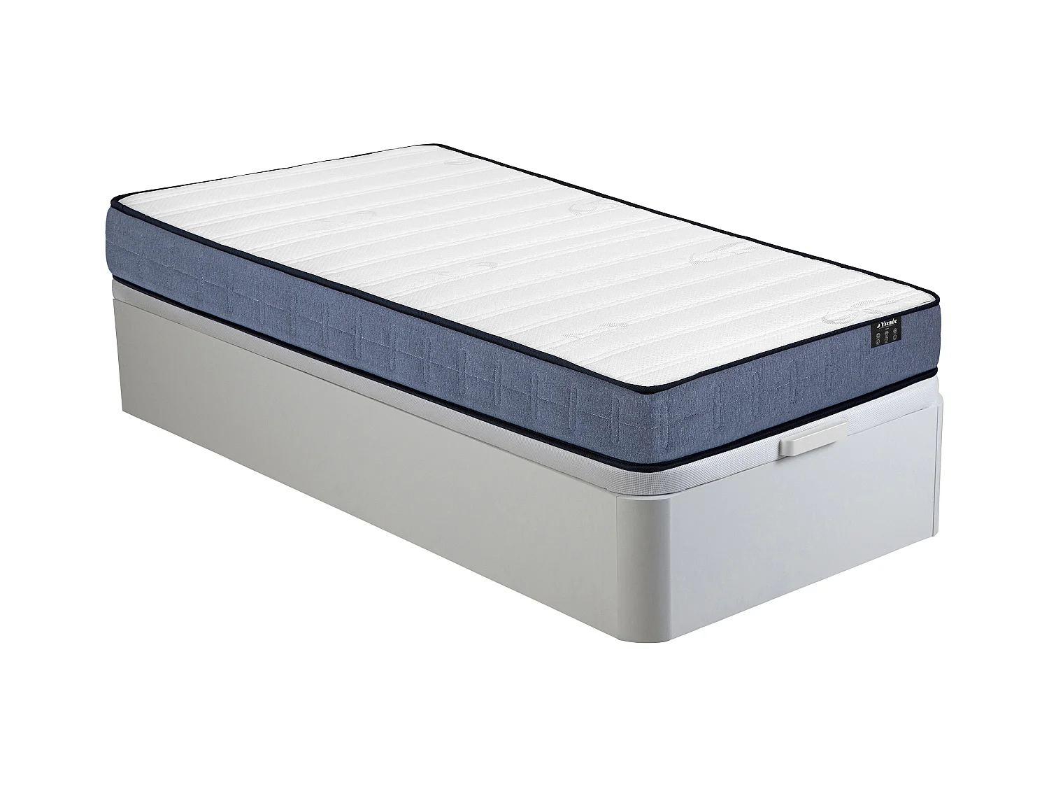 Ensemble 90 x 190 cm sommier coffre blanc + matelas ressorts ensachés ép.19cm - DAYNI de YSMÉE