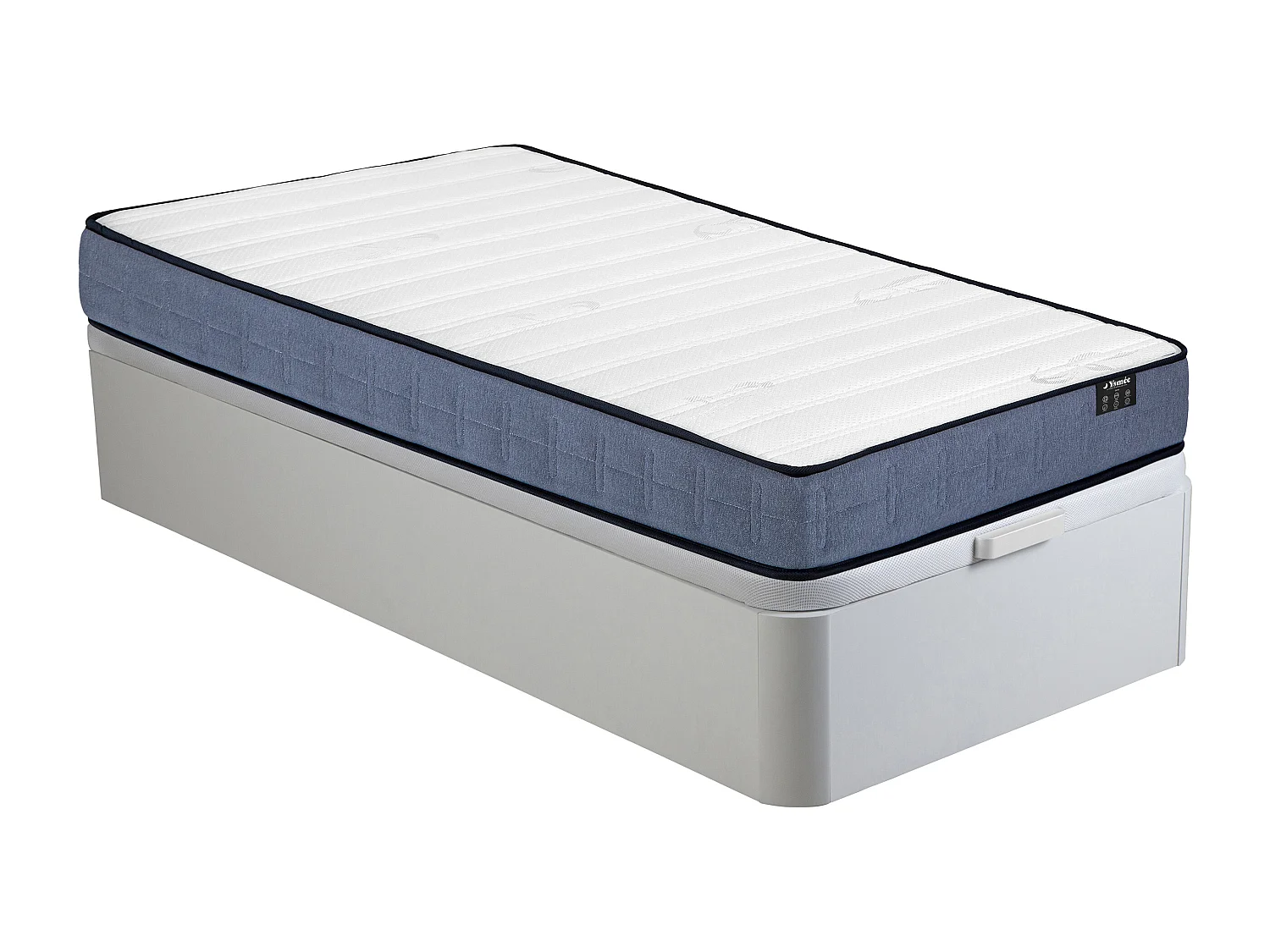 Ensemble 90 x 190 cm sommier coffre blanc + matelas ressorts ensachés ép.19cm - DAYNI de YSMÉE