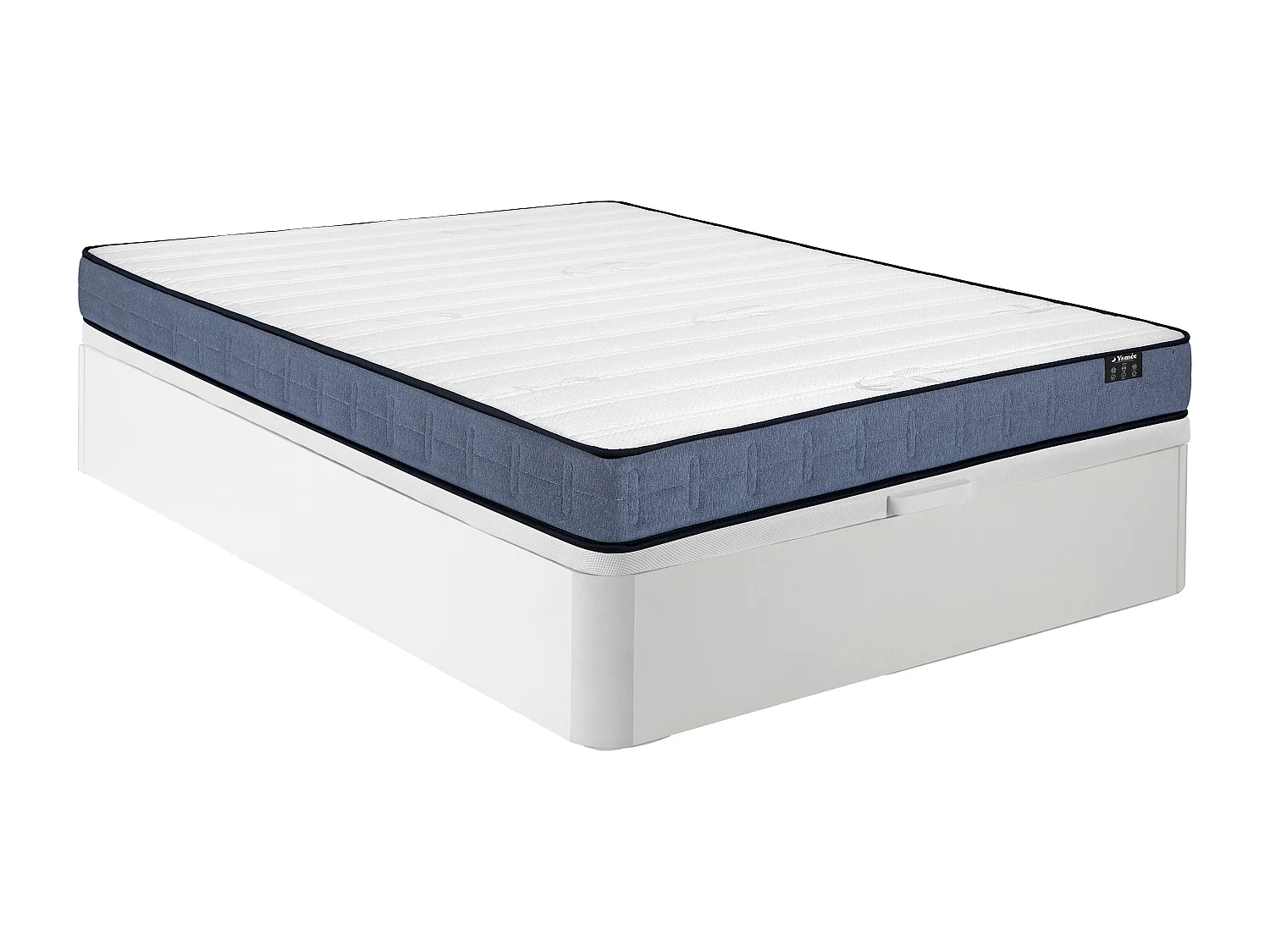Ensemble 140 x 190 cm sommier coffre blanc + matelas ressorts ensachés ép.19cm - DAYNI de YSMÉE
