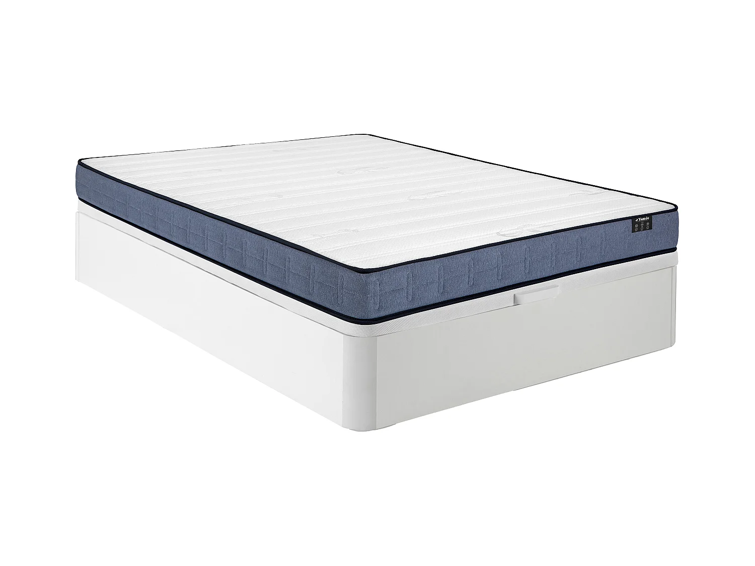 Conjunto 160 x 200 cm com sommier com espaço de arrumação branco + colchão de molas ensacadas espessura 19cm - DAYNI de YSMÉE