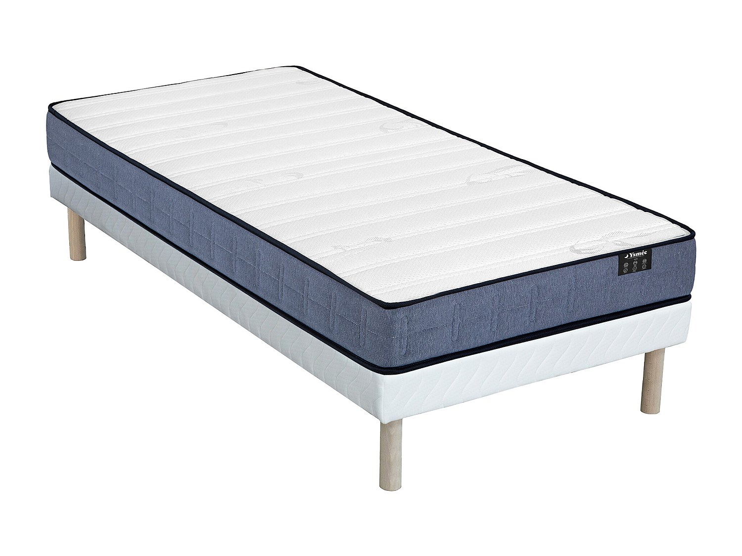 Bett - 90 x 190 cm - Polsterbettgestell - Taschenfederkernmatratze - Höhe 1 günstig online kaufen