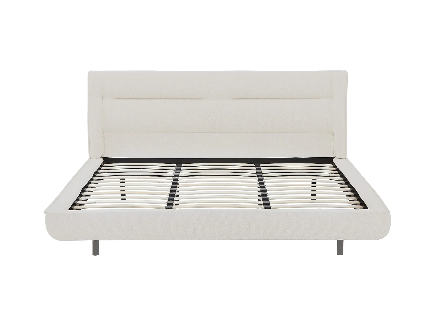 Lit 180 x 200 cm - Tissu bouclette - Beige + Matelas - ISYDE