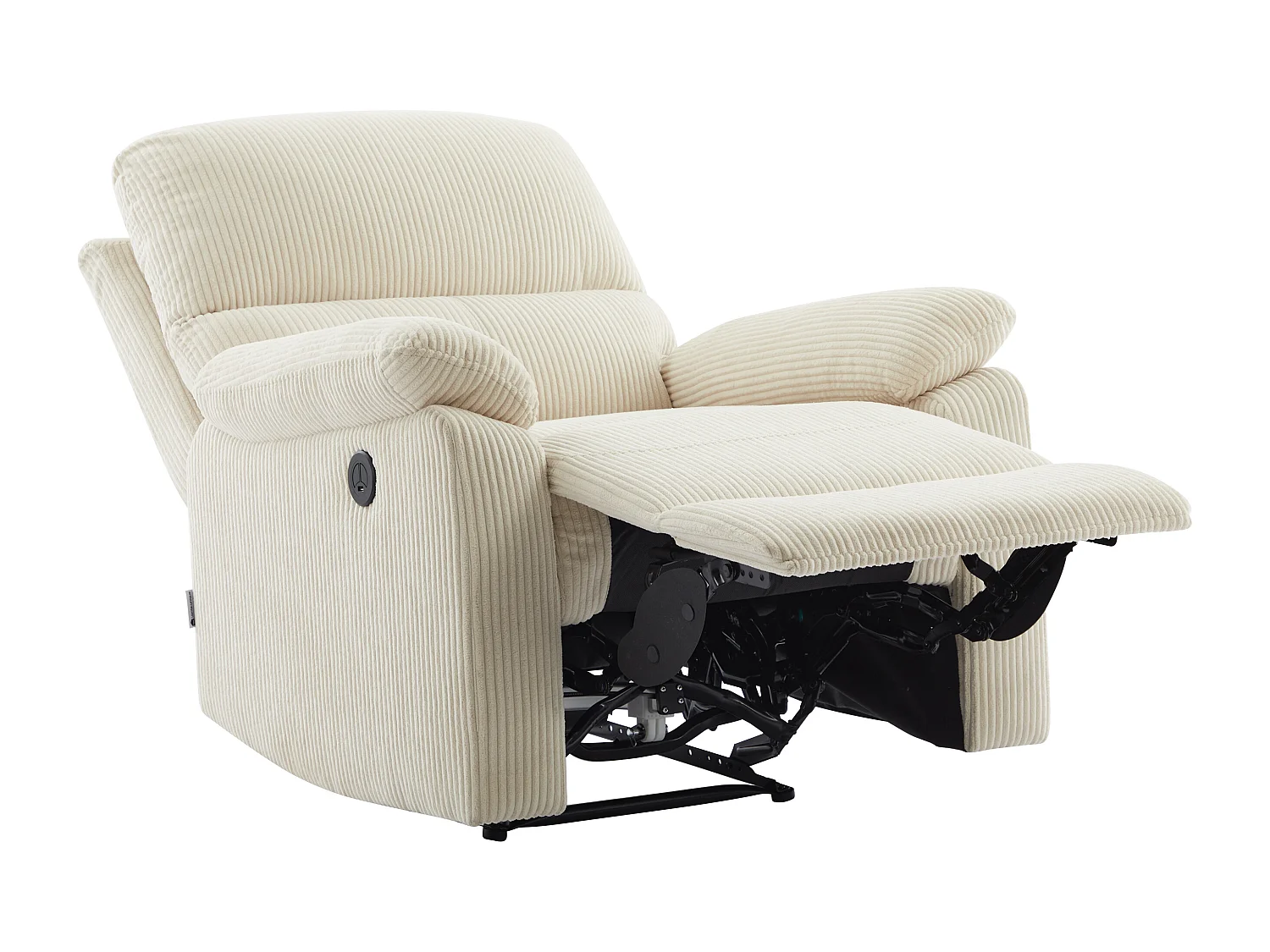 Canapés 3 places, 2 places et fauteuil relax électrique en velours côtelé beige LUNANO
