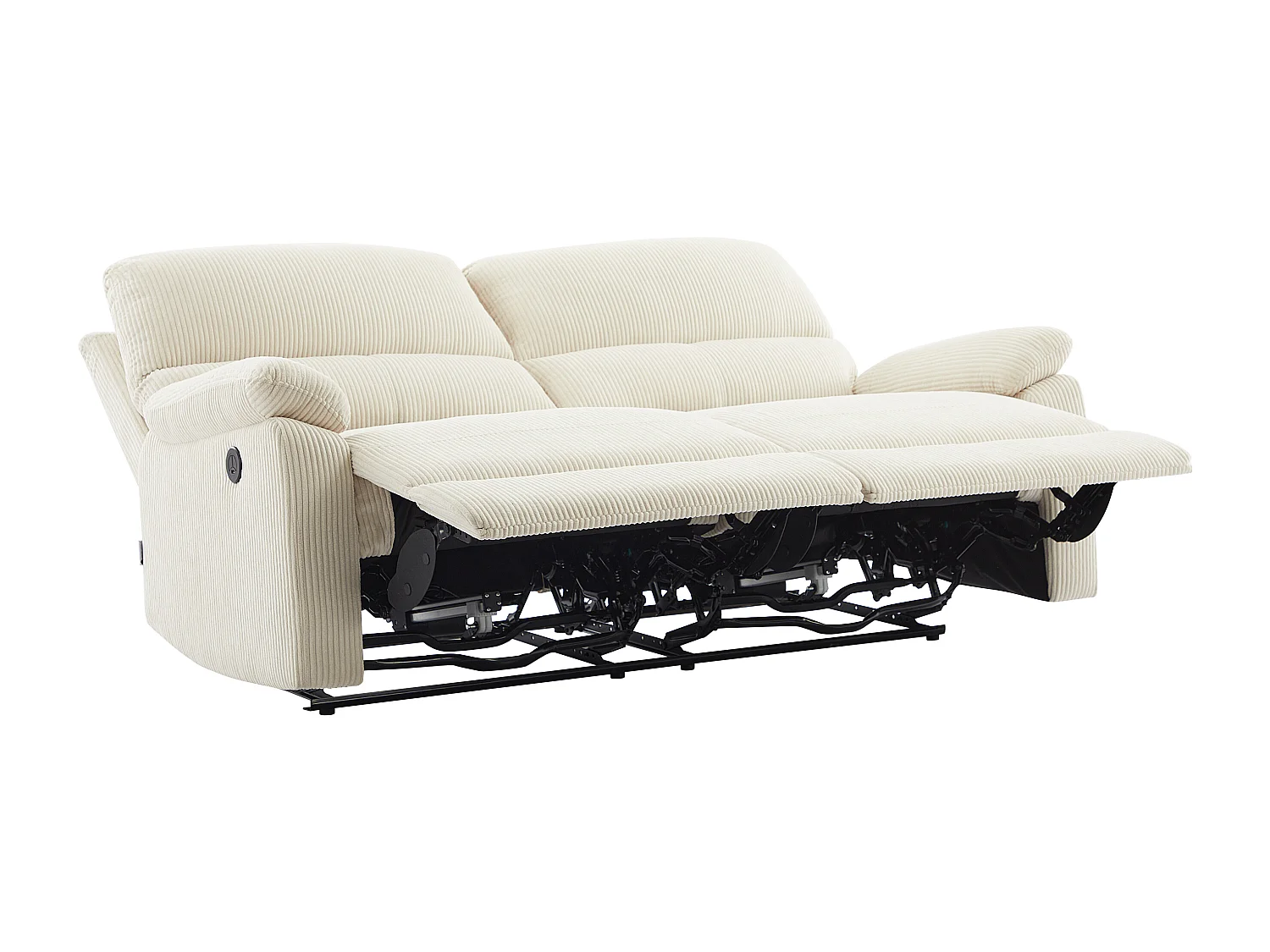 Canapés 3 places, 2 places et fauteuil relax électrique en velours côtelé beige LUNANO
