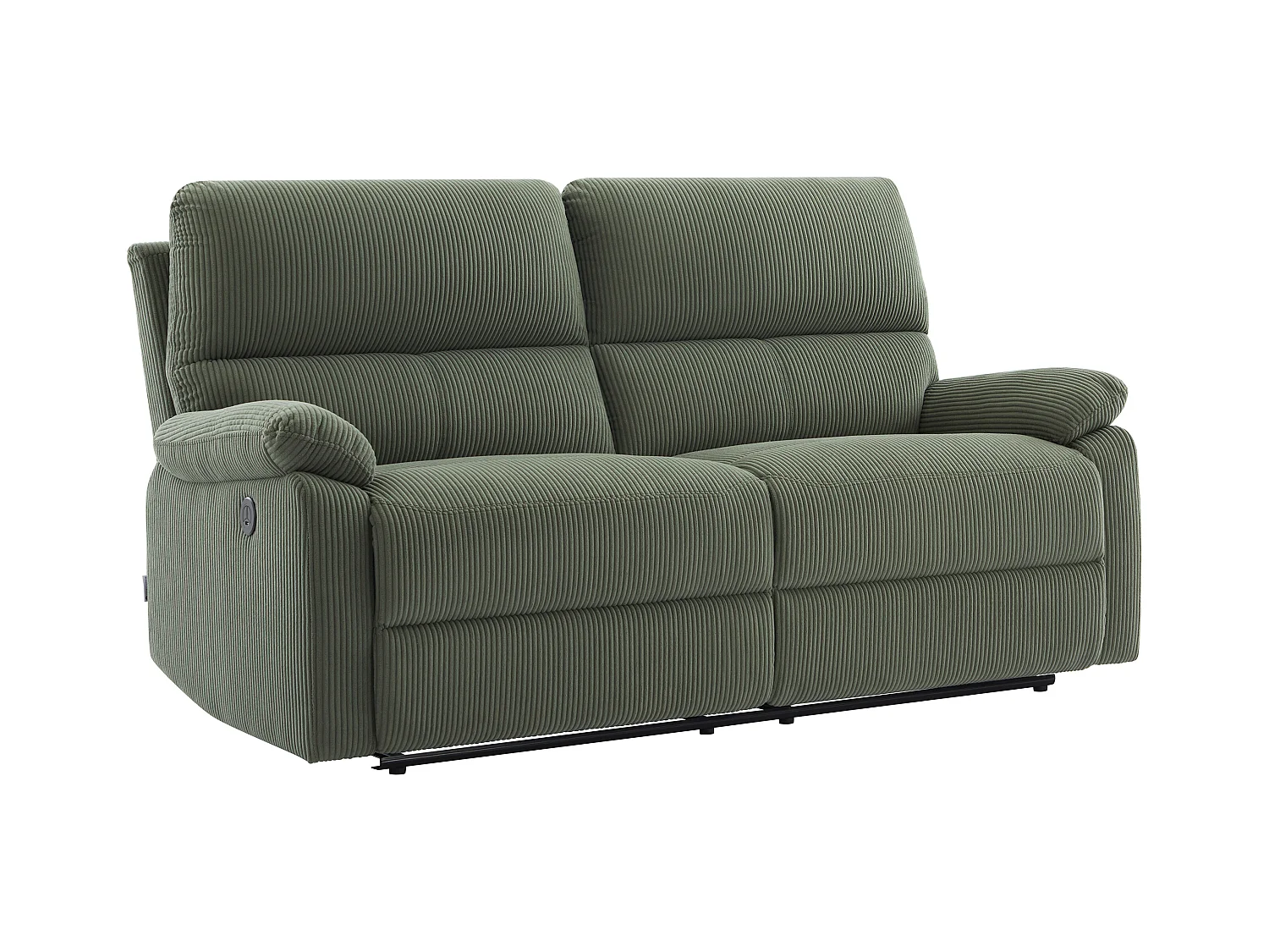 3-personers sofa, 2-personers sofa og elektrisk lænestol i grøn fløjl LUNANO