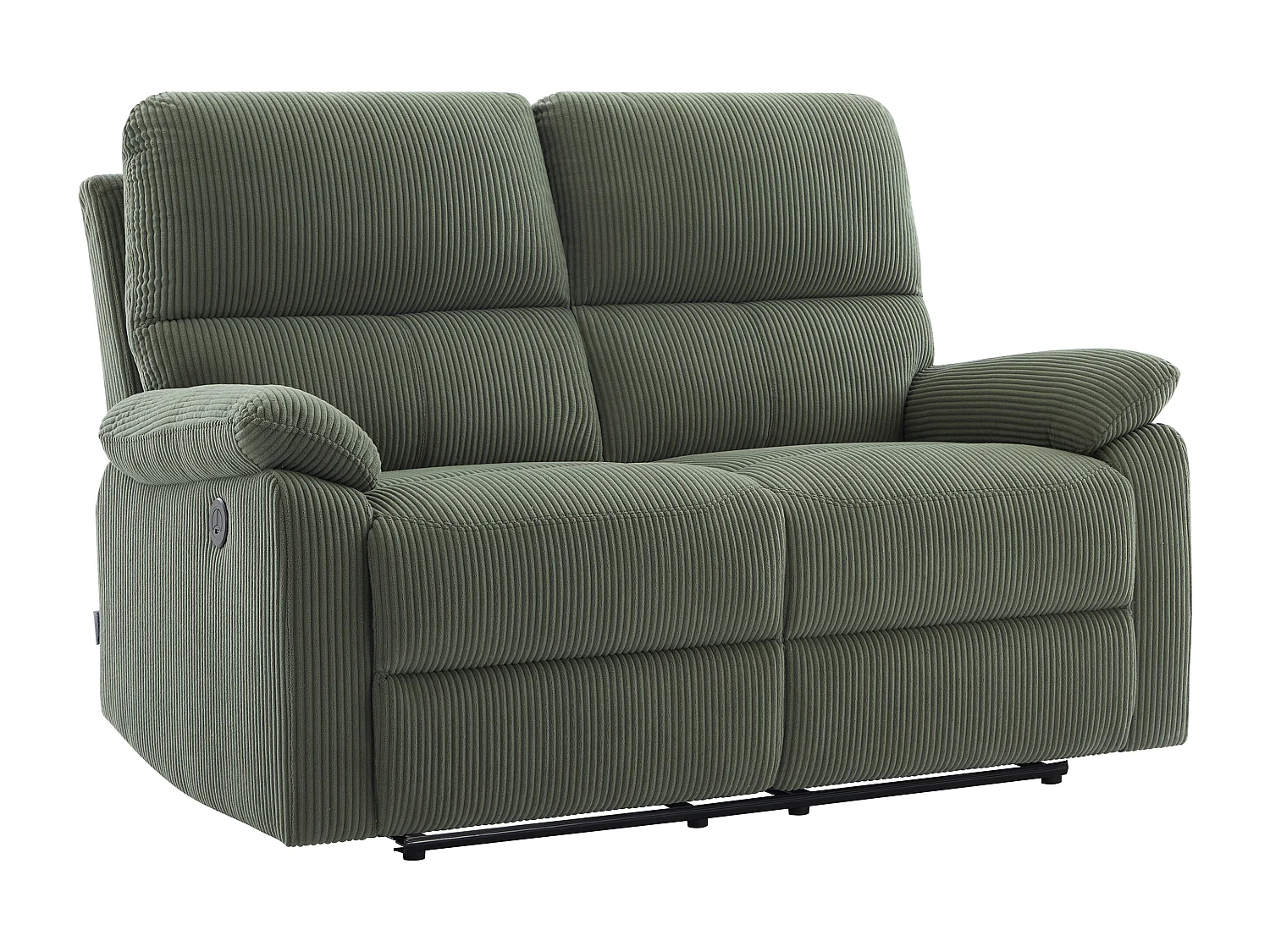 Canapés 3 places, 2 places et fauteuil relax électrique en velours côtelé vert LUNANO