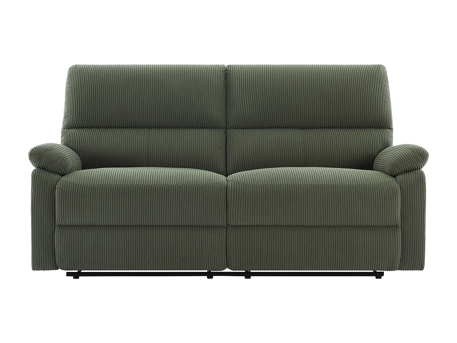 Canapés 3 places, 2 places et fauteuil relax électrique en velours côtelé vert LUNANO