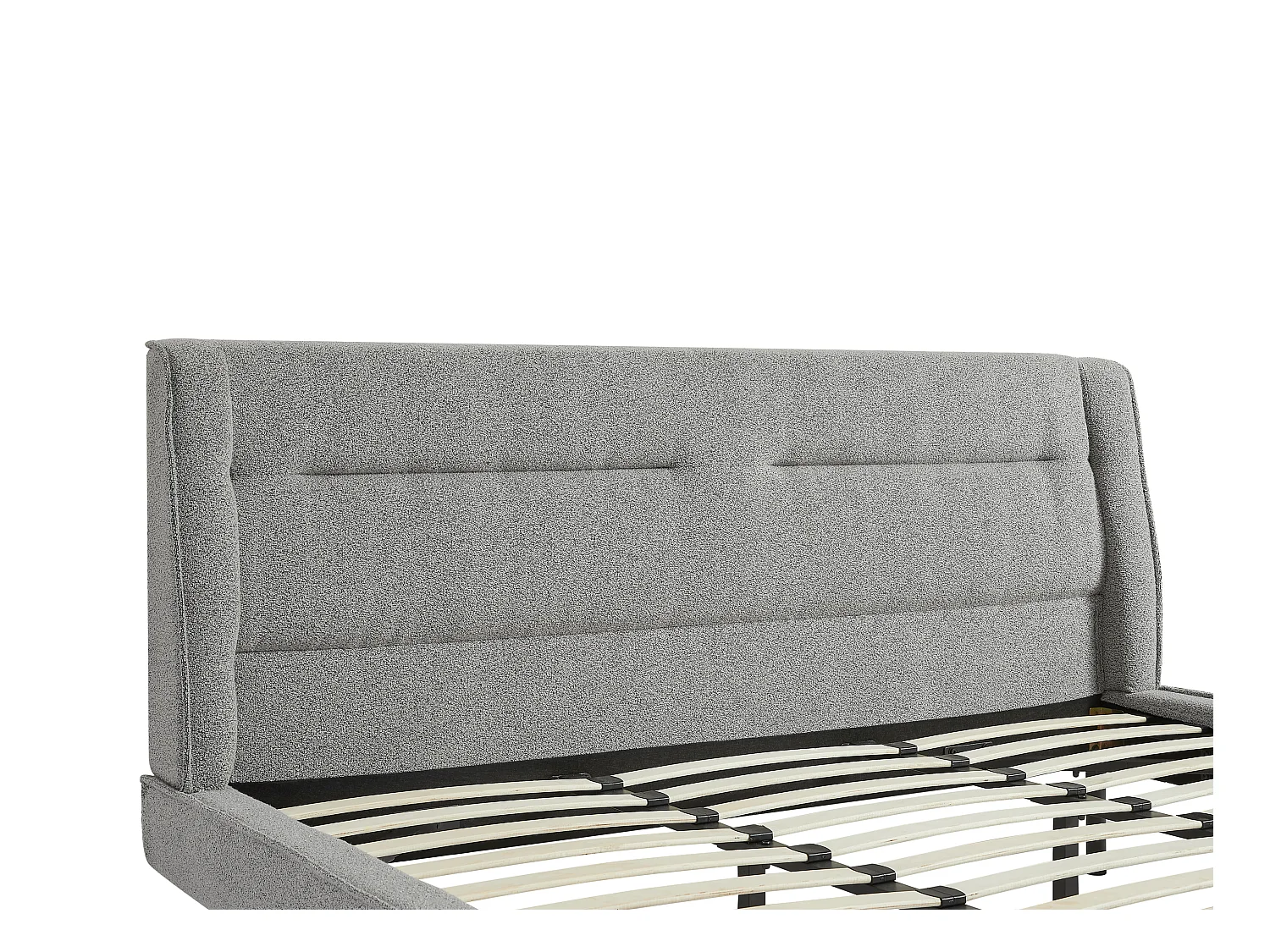 Lit 180 x 200 cm - Tissu bouclette - Gris + Matelas - ISYDE