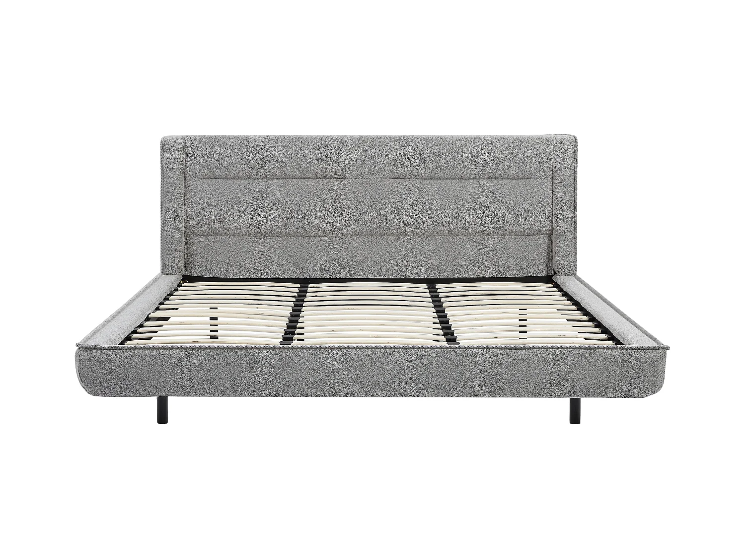 Seng 180 x 200 cm - Bouclé stoff - Grå + Madrass - ISYDE