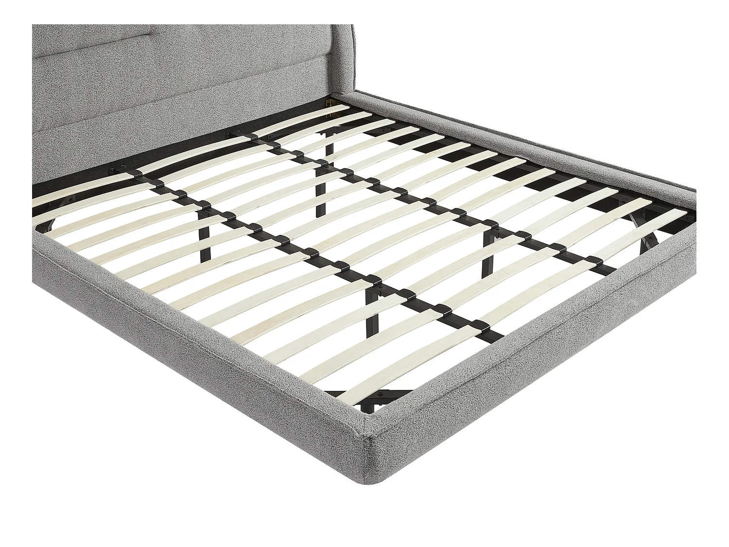 Seng 180 x 200 cm - Bouclé stoff - Grå + Madrass - ISYDE