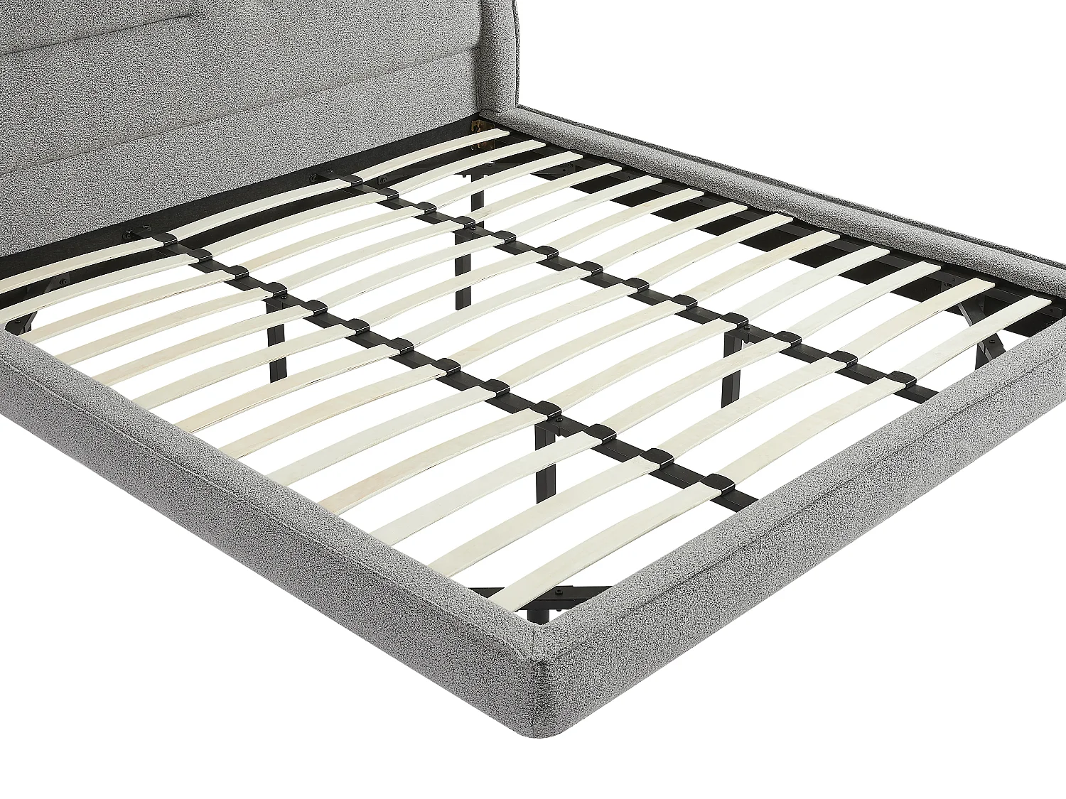 Seng 180 x 200 cm - Bouclé stoff - Grå + Madrass - ISYDE