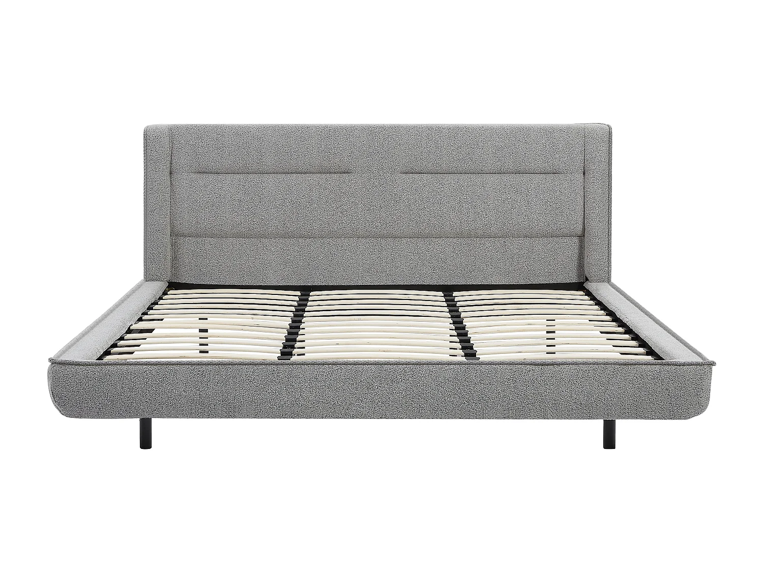 Seng 180 x 200 cm - Bouclé stoff - Grå + Madrass - ISYDE