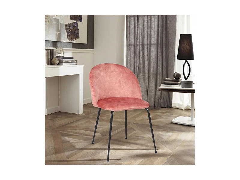 Set di 2 sedie imbottite in velluto "Lumina" con gambe in metallo cm 45x55 79h
