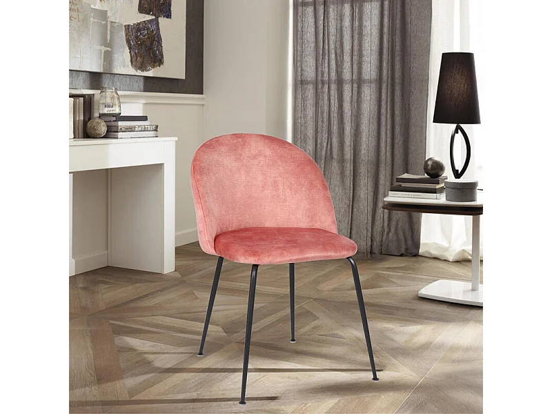 Set di 2 sedie imbottite in velluto "Lumina" con gambe in metallo cm 45x55 79h