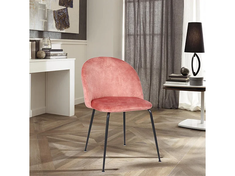 Set di 2 sedie imbottite in velluto "Lumina" con gambe in metallo cm 45x55 79h