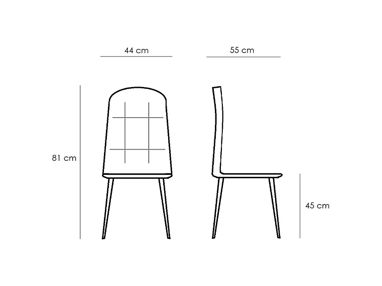 Set di 4 sedie imbottite in tessuto grigio scuro "Eclisse" moderne da pranzo cm 44x55 81h