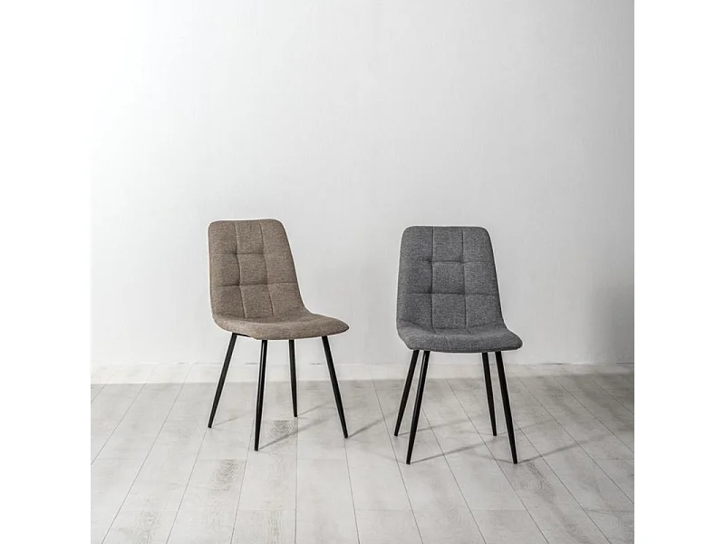 Set di 4 sedie imbottite in tessuto grigio scuro "Eclisse" moderne da pranzo cm 44x55 81h