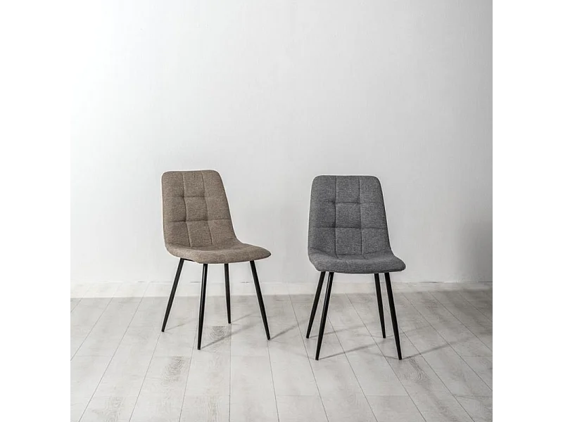 Set di 4 sedie imbottite in tessuto grigio scuro "Eclisse" moderne da pranzo cm 44x55 81h
