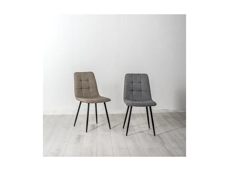 Set di 4 sedie imbottite in tessuto beige "Eclisse" moderne da pranzo cm 44x55 81h