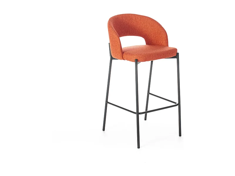 Set di 2 sgabelli alti "Alan" in tessuto arancione imbottiti con poggiapiedi cm 52x50 98h