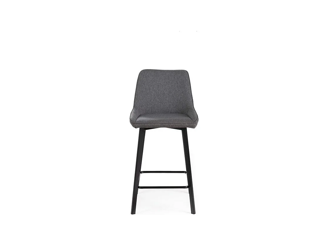 Lot de 2 tabourets hauts "Fox" gris foncé en tissu rembourré avec repose-pieds cm 44x50 94h