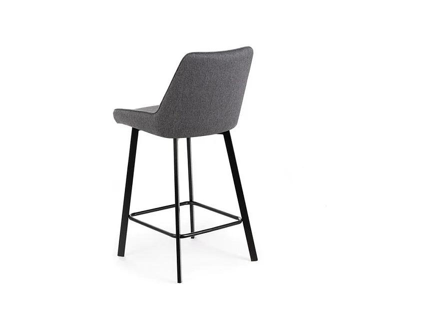 Lot de 2 tabourets hauts "Fox" gris foncé en tissu rembourré avec repose-pieds cm 44x50 94h