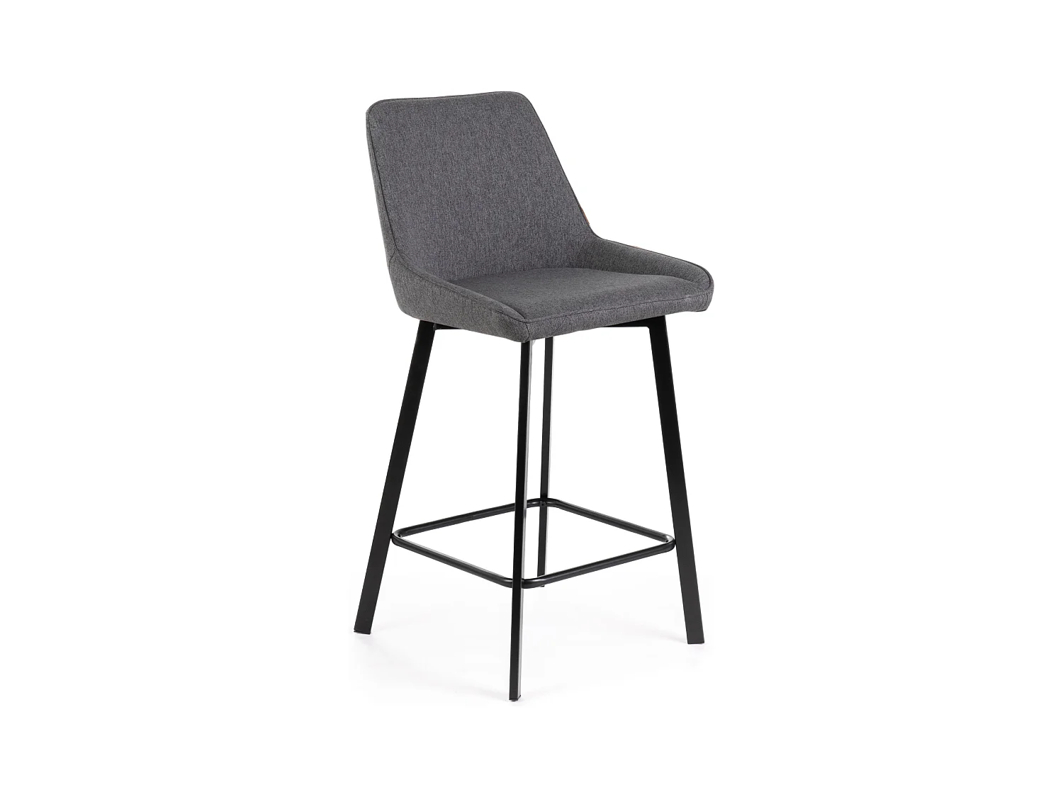Lot de 2 tabourets hauts "Fox" gris foncé en tissu rembourré avec repose-pieds cm 44x50 94h