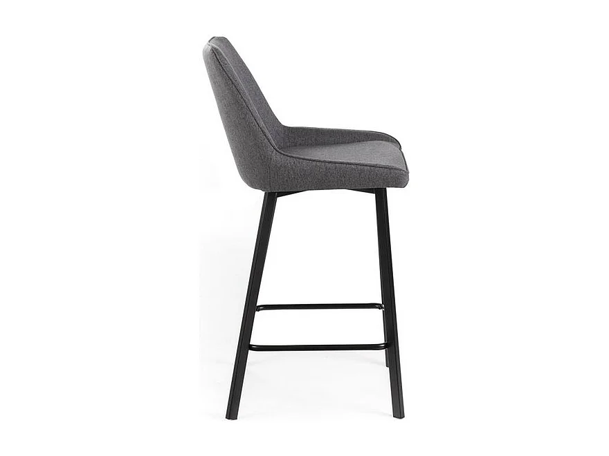 Lot de 2 tabourets hauts "Fox" gris foncé en tissu rembourré avec repose-pieds cm 44x50 94h