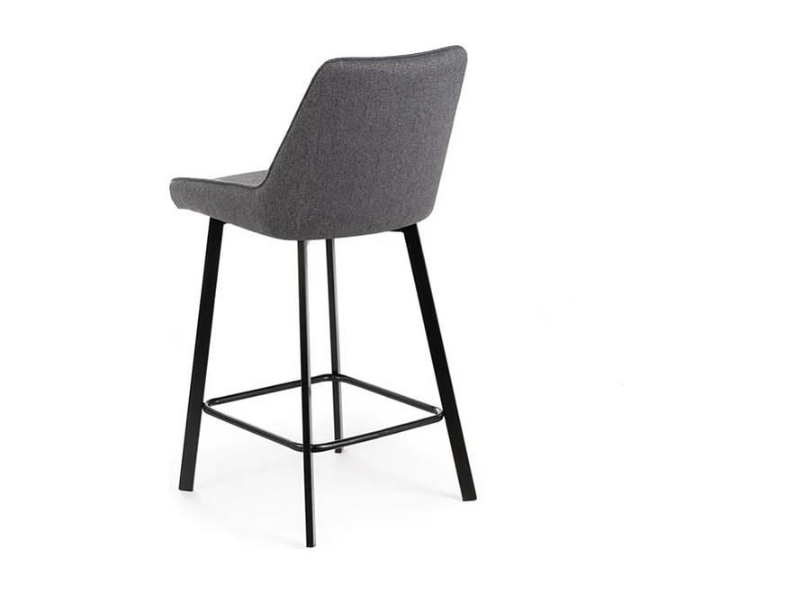 Lot de 2 tabourets hauts "Fox" gris foncé en tissu rembourré avec repose-pieds cm 44x50 94h