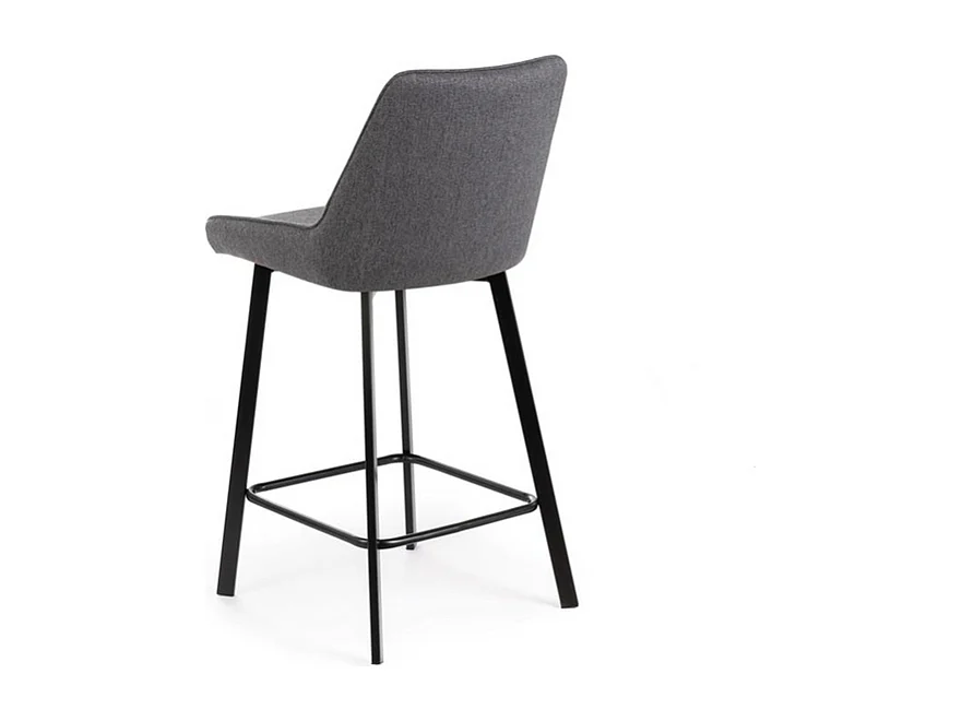 Set di 2 sgabelli alti grigio scuro "Fox" in tessuto imbottito con poggiapiedi cm 44x50 94h