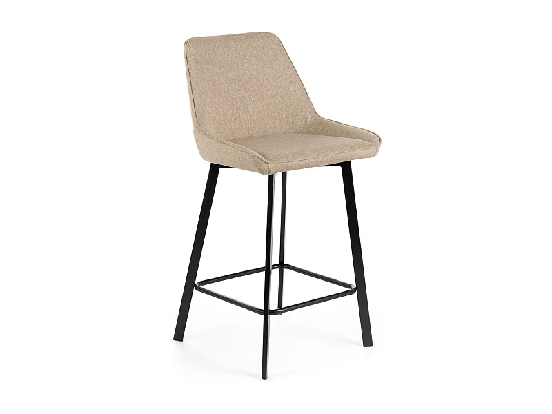 Set di 2 sgabelli alti beige "Fox" in tessuto imbottito con poggiapiedi cm 44x50 94h