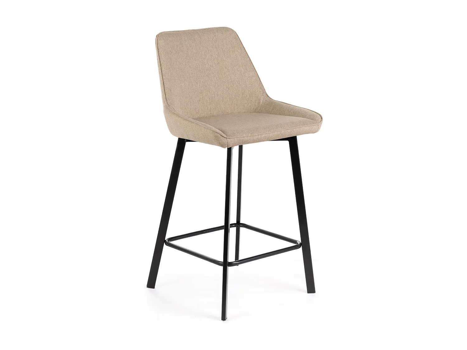 Set di 2 sgabelli alti beige "Fox" in tessuto imbottito con poggiapiedi cm 44x50 94h