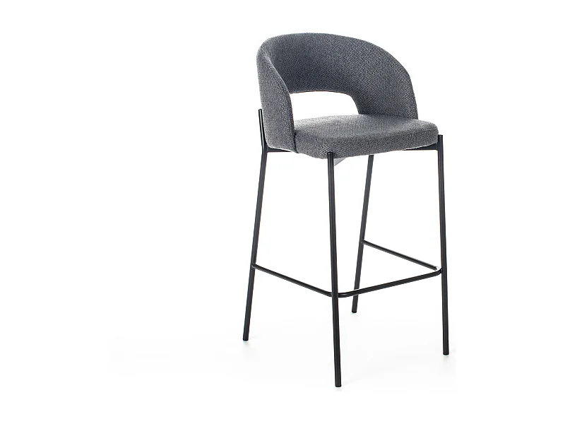 Set di 2 sgabelli alti grigio scuro "Alan" in tessuto imbottiti con poggiapiedi cm 52x50 98h