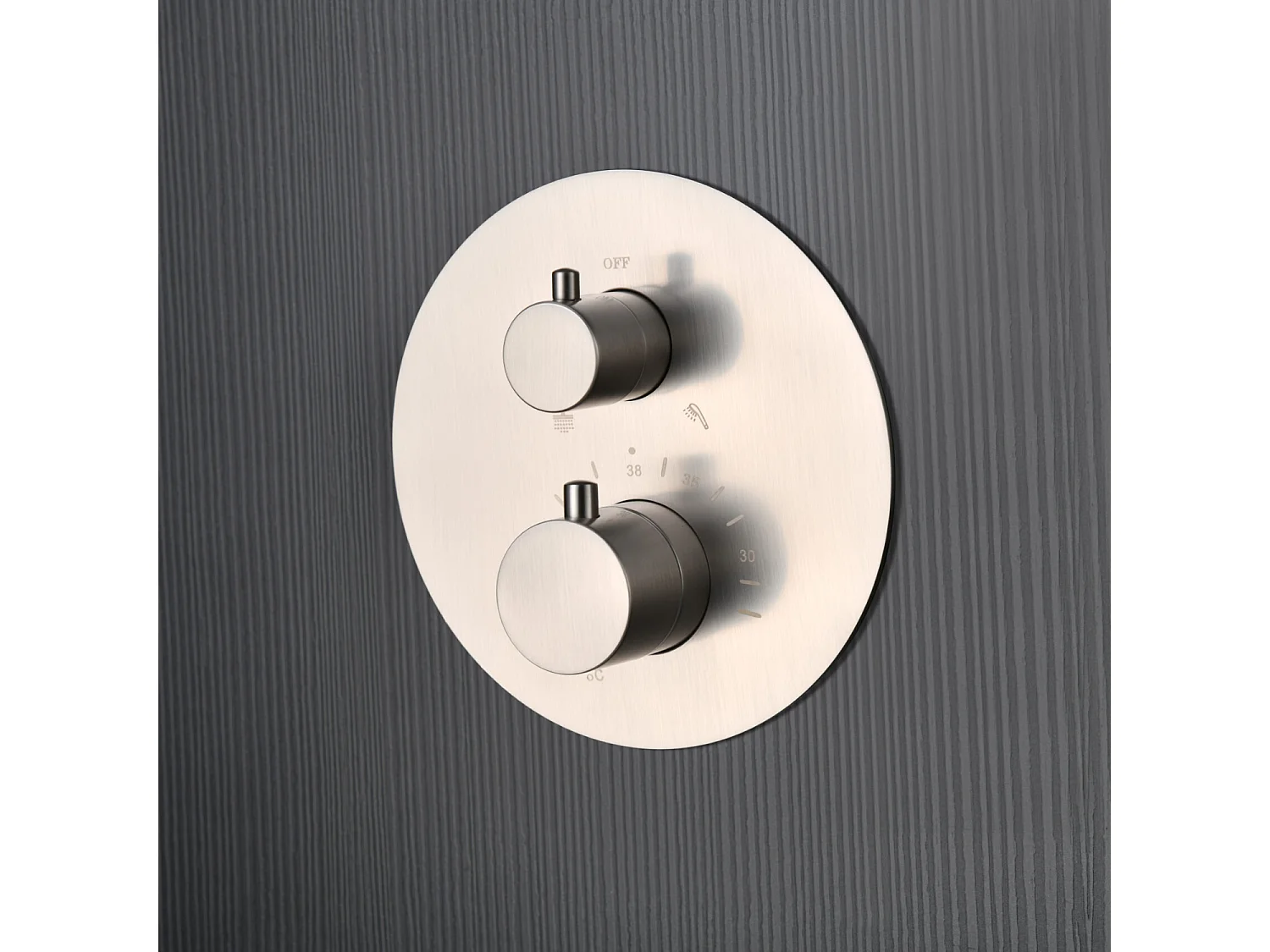 Colonne de Douche Encastrée avec Mitigeur Thermostatique niquel brossé anti-calcaire - Design Moderne - MONZA IMEX