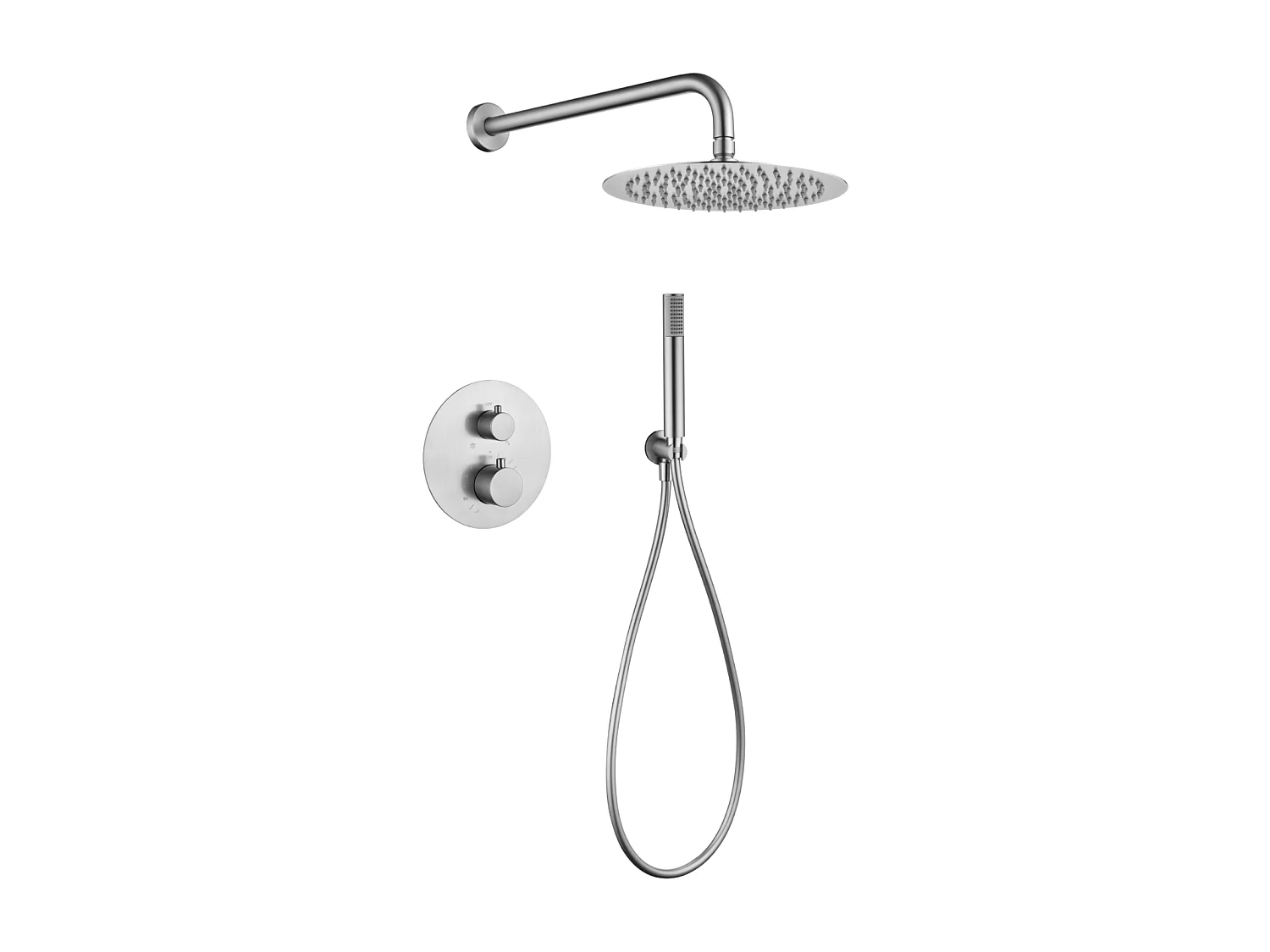 Colonne de Douche Encastrée avec Mitigeur Thermostatique niquel brossé anti-calcaire - Design Moderne - MONZA IMEX